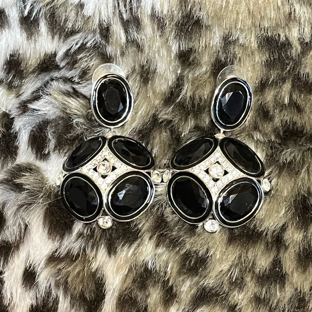 Black Bubble Rhinestone Earrings